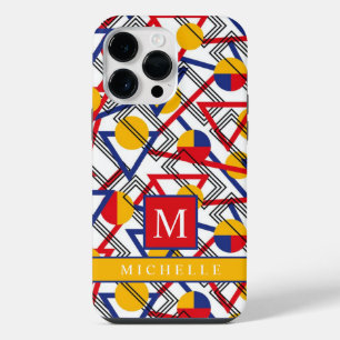 Customisable White Yellow Red Blue Geometric iPhone 14 Pro Max Case