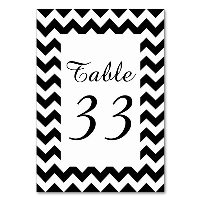Customisable White Zigzag Numbered Table Number (Back)