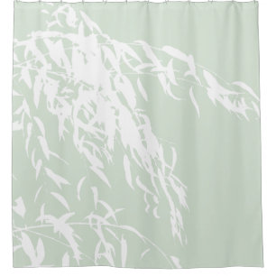 Customisable Willow Silhouette Sea Green Bath Shower Curtain