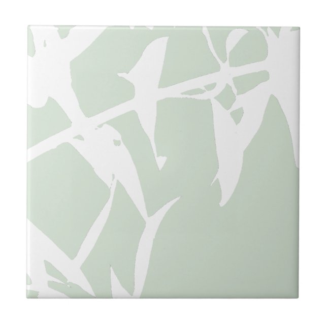 Customisable Willow Silhouette Sea Green Bathroom  Ceramic Tile (Front)