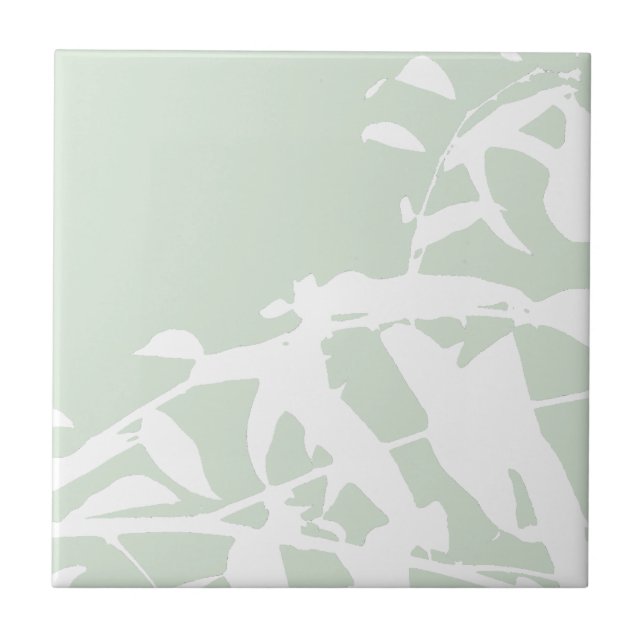 Customisable Willow Silhouette Sea Green Bathroom  Ceramic Tile (Front)