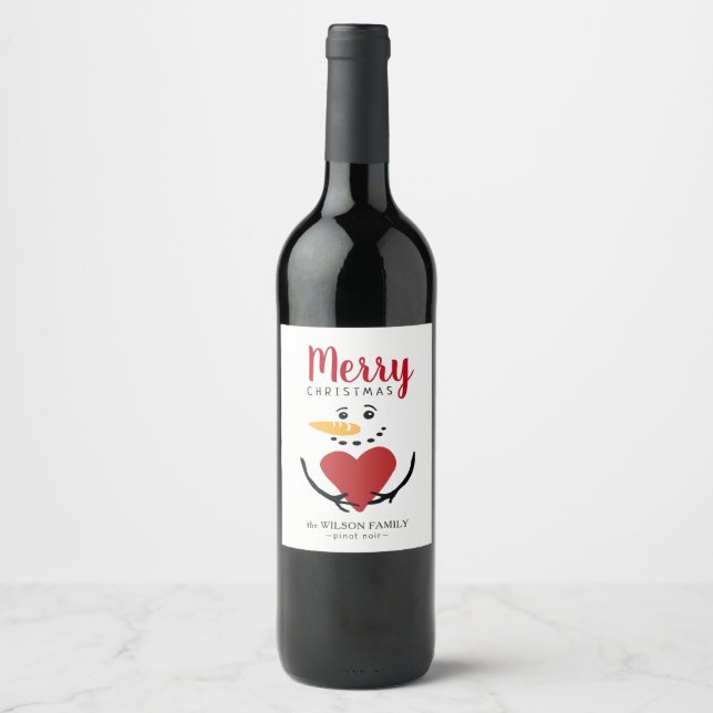 Customisable Wine Snowman Labels (Front)
