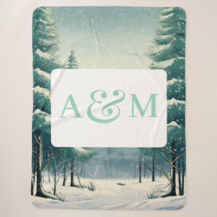 Customisable Winter Forest with Dual Monogram Sherpa Blanket