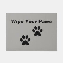 Customisable Wipe Your Paws doormat with paws