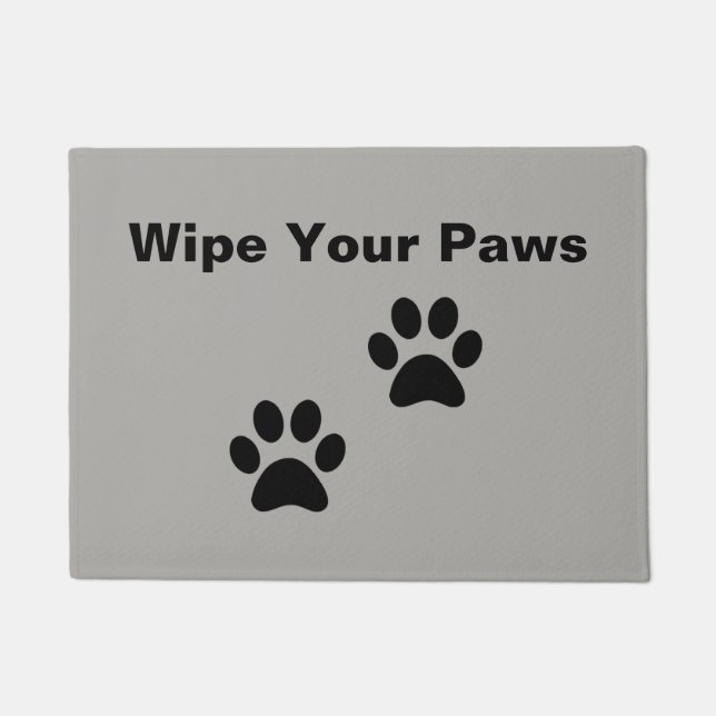Customisable Wipe Your Paws doormat with paws (Front)