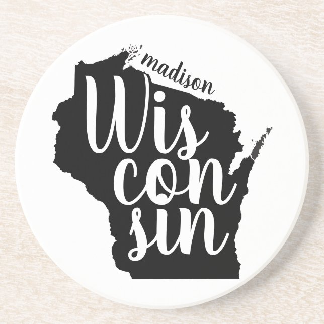 Customisable Wisconsin State and City Coaster (Front)