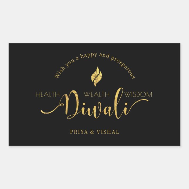 Customisable Wish You a Happy & Prosperous Diwali Rectangular Sticker (Front)