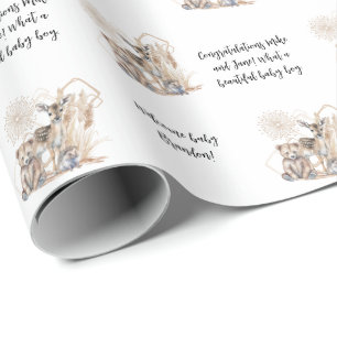 Customisable Woodland Forest Animal Baby Shower Wrapping Paper