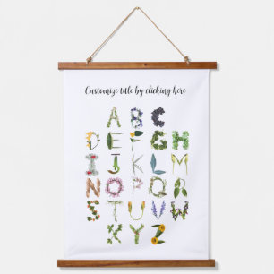 Customisable Woodland Nature Alphabet  Hanging Tap Tapestry