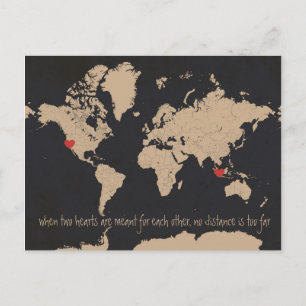 Customisable World Map Save the Date Announcement Postcard