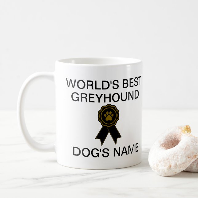 Customisable World's Best Greyhound Design  Coffee Mug (With Donut)