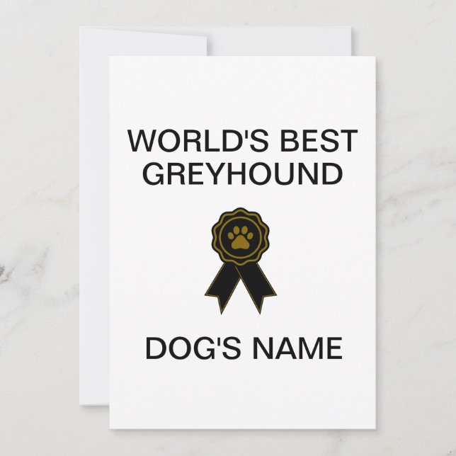 Customisable World's Best Greyhound Design  Invitation (Front)