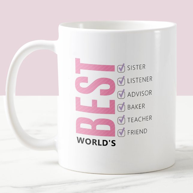 Customisable Worlds Best Sister Checklist Coffee Mug (Creator Uploaded)