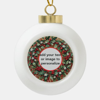 customisable wreath  ceramic ball christmas ornament