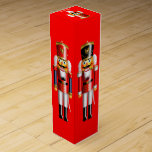 Customisable Xmas Nutcrackers Wine Gift Box<br><div class="desc">This wine gift box, ideal to wrap your bottle for the next holiday party, features colourful nutcracker toy soldiers in hussar uniforms on each side, set on a red background. It was inspired by the popular Christmas ballet "The Nutcracker." Customise this box with any name or message you like and...</div>