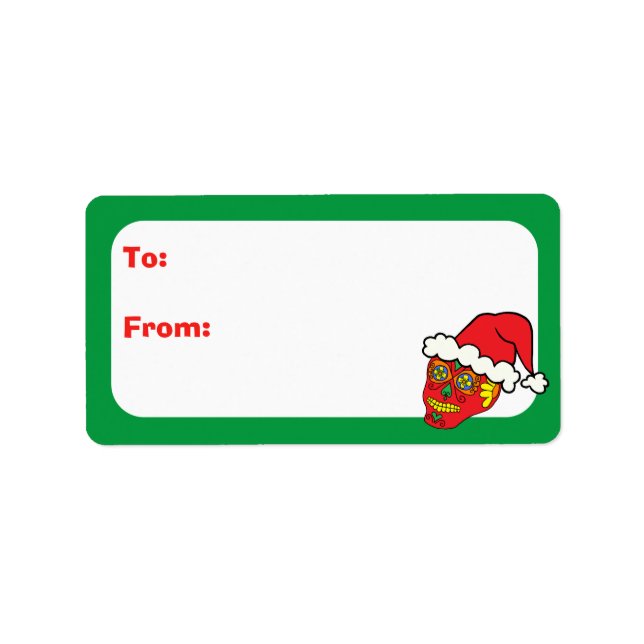 Customisable Xmas Santa Sugar Skulls Label (Front)