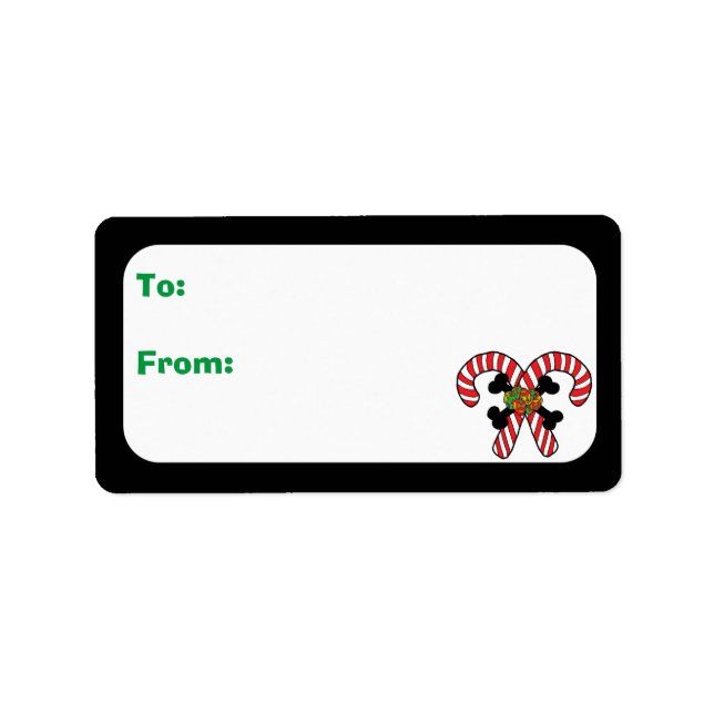 Customisable Xmas Sugar Skull Candy Canes Label (Front)