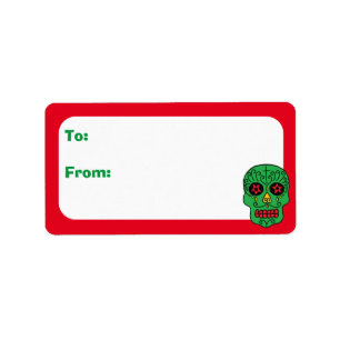Customisable Xmas Sugar Skulls Label
