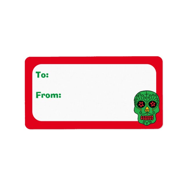 Customisable Xmas Sugar Skulls Label (Front)