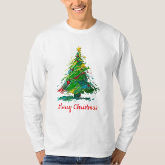 Customisable Xmas Tree Oil Painting Longsleeve T-Shirt