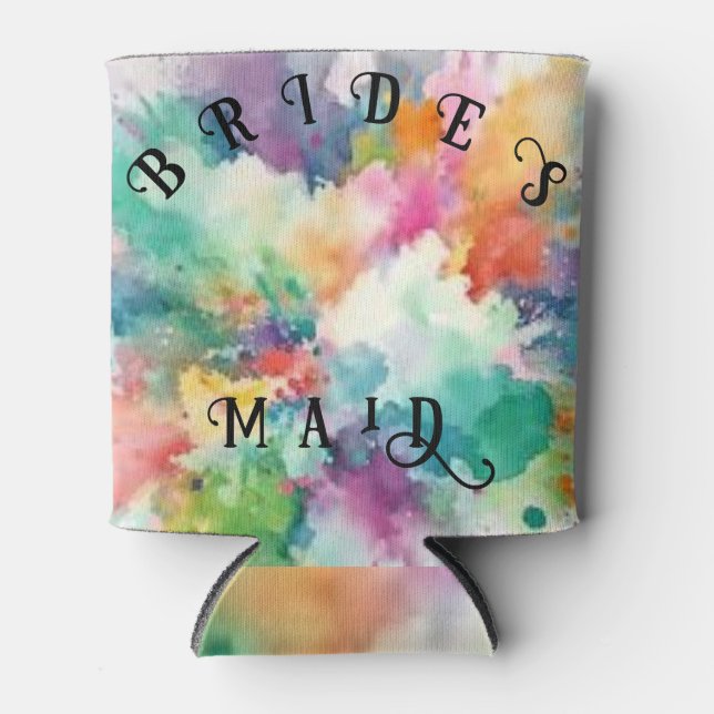 Customisable year for a Colourful bridesmaid coozy Can Cooler (Front)