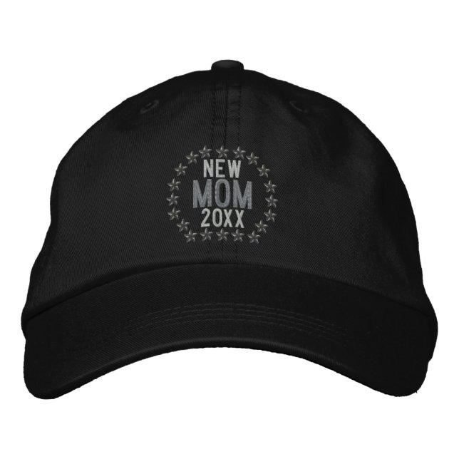 Customisable YEAR for New Mum Stars Embroidery Embroidered Hat (Front)