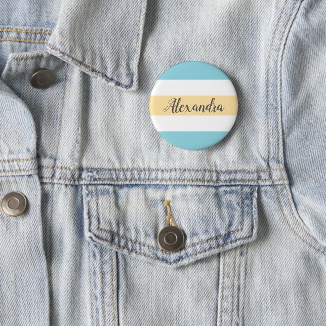 Customisable Yellow And Blue Stripes 6 Cm Round Badge (In Situ)