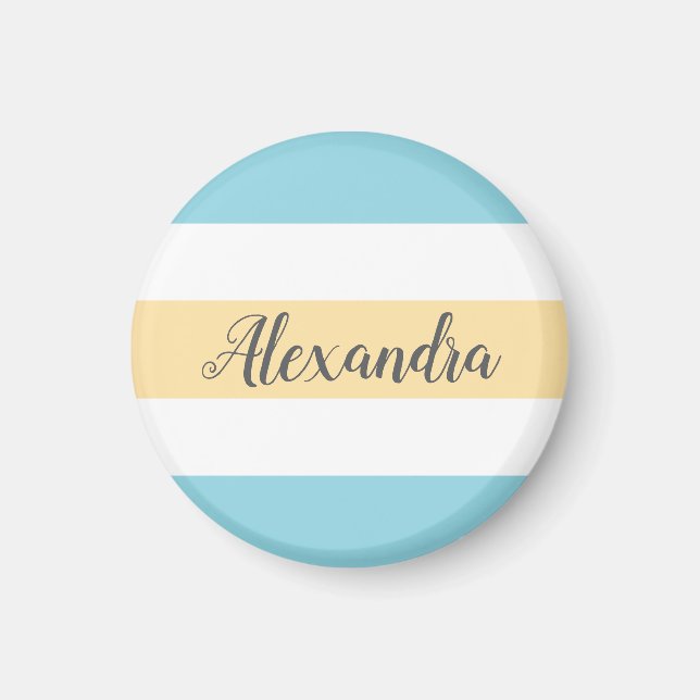 Customisable Yellow And Blue Stripes Magnet (Front)