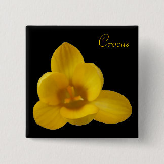 Customisable Yellow Crocus Flower Button