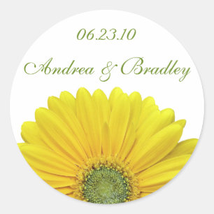Customisable Yellow Gerbera Daisy Monogram Sticker