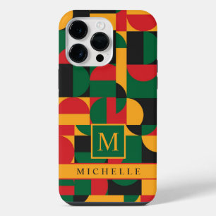 Customisable Yellow Green Red Black Geometric iPhone 14 Pro Max Case