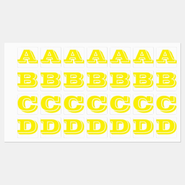 Customisable Yellow Iron on Letters (Sheet)