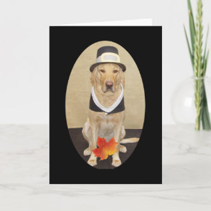 Customisable Yellow Lab Pilgrim Holiday Card