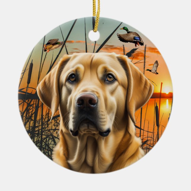 Customisable Yellow Labrador Ornament (Front)