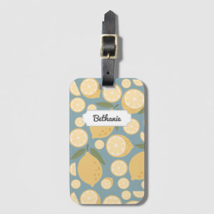 Customisable Yellow Lemon Seamless Pattern Luggage Tag