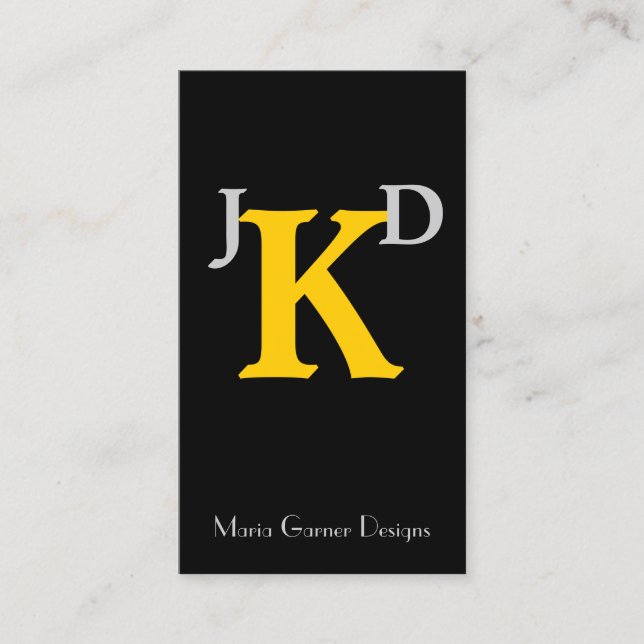 Customisable Yellow Monogram Business Cards (Front)