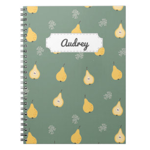 Customisable Yellow Pear Seamless Pattern Notebook