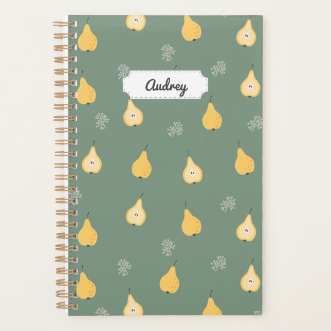 Customisable Yellow Pear Seamless Pattern Planner (Front)