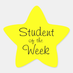 Customisable Yellow Star Student Of The Week Star Sticker