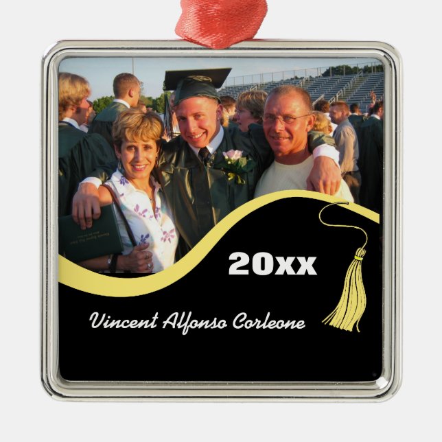 Customisable Yellow Tassel Graduation Ornament (Front)