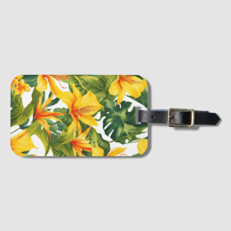 Customisable Yellow Tropical Floral Luggage Tag