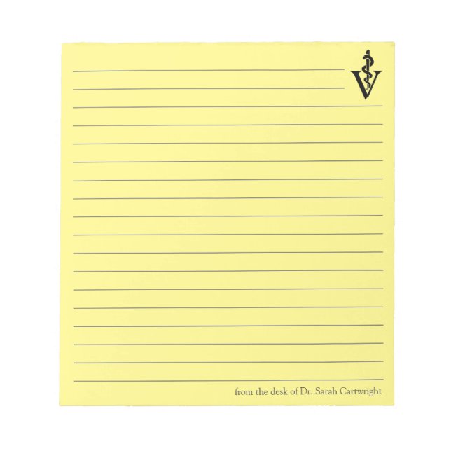 Customisable Yellow Veterinarian Office Veterinary Notepad (Front)
