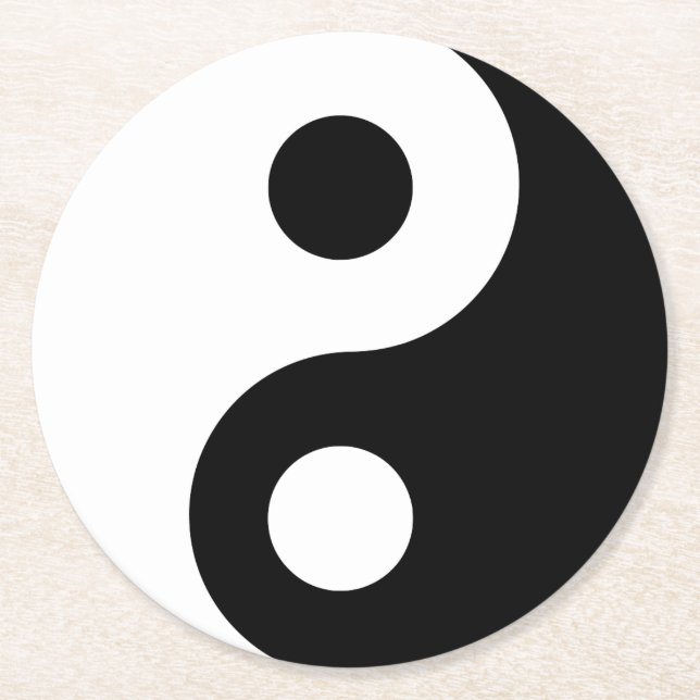 Customisable Yin Yang Symbol Round Paper Coaster (Front)