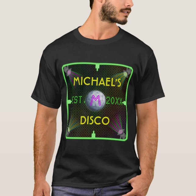 Customisable Your Name 1970's Disco Ball T-Shirt (Front)