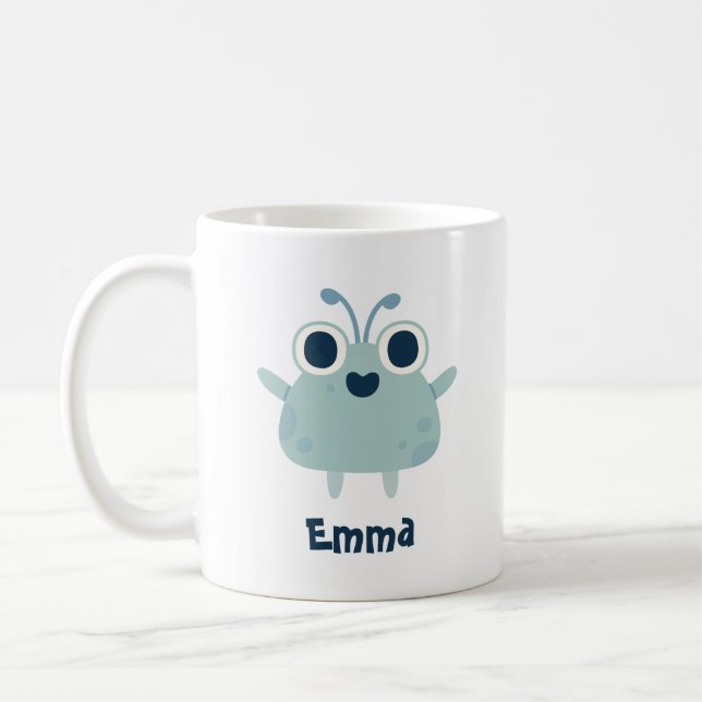 Customisable Your Name with Cute Monster Art Coffee Mug (Left)