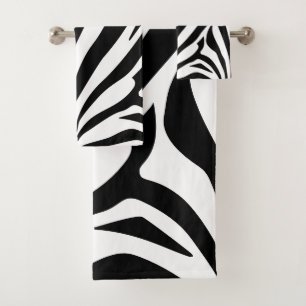 Customisable zebra print bath towel set