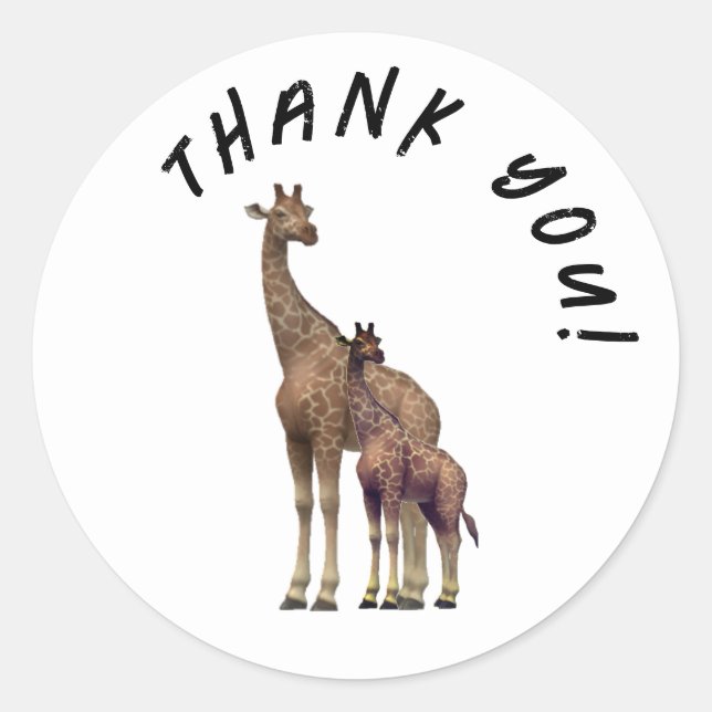 Customisable Zebra Thank You Classic Round Sticker (Front)
