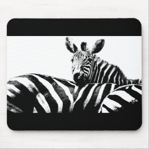 Customisable Zebras Black White Pop Art Template Mouse Pad