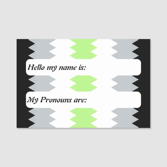 Customisable ZigZag Boho Agender Pride Flag     Name Tag (Front)