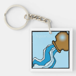 Customisable Zodiac Signs Aquarius 2sided Keychain